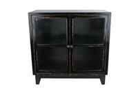 Kabinet zwart hout/glas l75b34h75cm