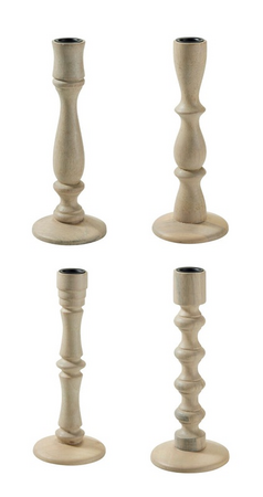 KANDELAAR 22CM MANGO HOUT 4ASS