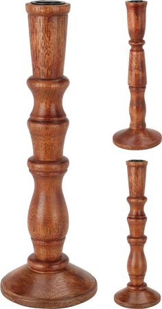 KANDELAAR 28CM HOUT