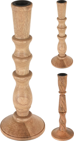 KANDELAAR 28CM MANGO HOUT NATU
