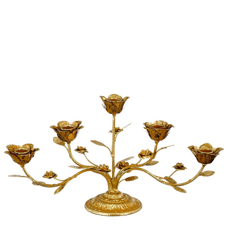 Kandelaar bloem l22b42h11cm goud