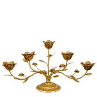 Kandelaar bloem l22b42h11cm goud