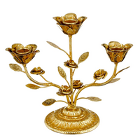 Kandelaar bloem l25.5b11h22cm goud