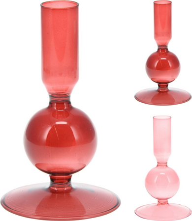 KANDELAAR GLAS 14CM 2ASS KL