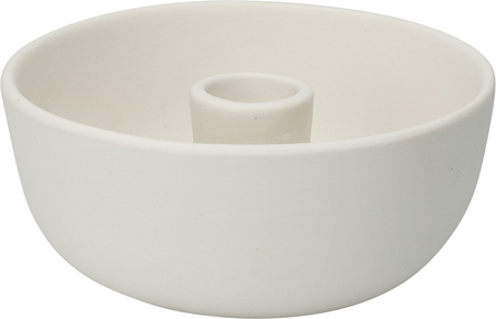 KANDELAAR IN KOM 12X5CM WIT