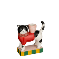 Kandelaar kat l13b5.5h13 wit