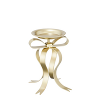 Kandelaar strik l17b14h20cm champagne