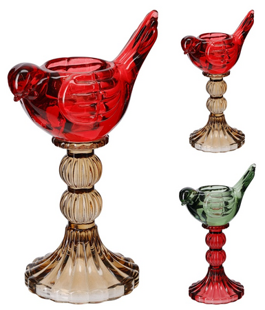 KANDELAAR VOGEL 18CM 2ASS