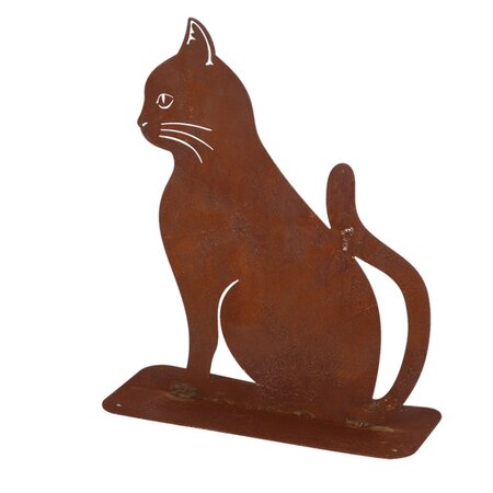 Kat zittend 23.7x10x30cm brn