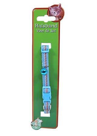Kattenhalsband nylon blauw+stiksel