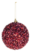 KERSTBAL 10CM GLITTER BURGUNDY