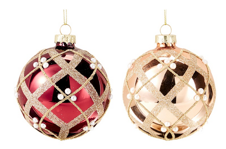 KERSTBAL 80MM 2ASS KLEUR - afbeelding 1