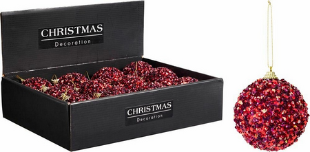 KERSTBAL 8CM GLITTER BURGUNDY