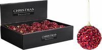KERSTBAL 8CM GLITTER BURGUNDY