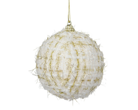 Kerstbal foam d8cm wolwit