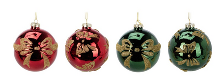 KERSTBAL GLAS 100MM STRIK 4ASS
