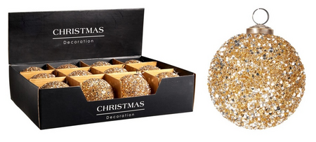 KERSTBAL GLAS 10CM GOUD