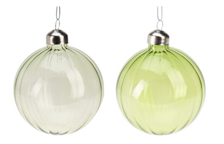 KERSTBAL GLAS 8CM 2ASS GROEN