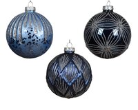 Kerstbal glas d10cm blauw a3