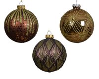 Kerstbal glas d10cm bruin a3