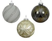 Kerstbal glas d10cm groen/wit a3