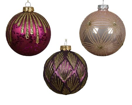 Kerstbal glas d10cm roze a3