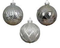Kerstbal glas d10cm wit/zilver a3