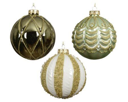 Kerstbal glas d10cm wolwit per stuk