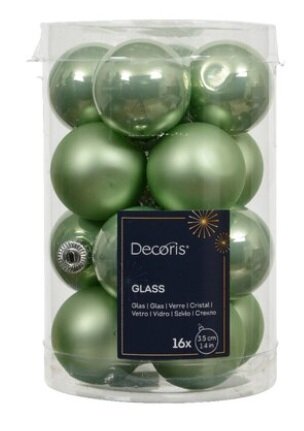 Kerstbal glas d3.5cm grn 16st