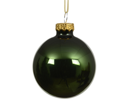 Kerstbal glas d6cm dennengroen