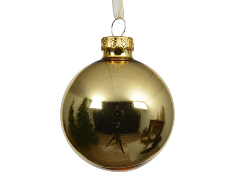 Kerstbal glas d6cm goud