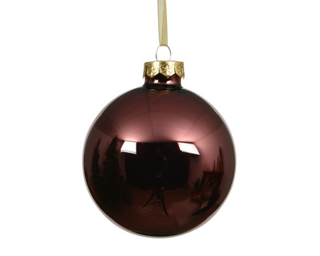 Kerstbal glas d6cm ossenbloed