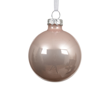 Kerstbal glas d6cm poederroze