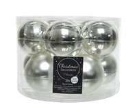 Kerstbal glas d6cm zilver 10st