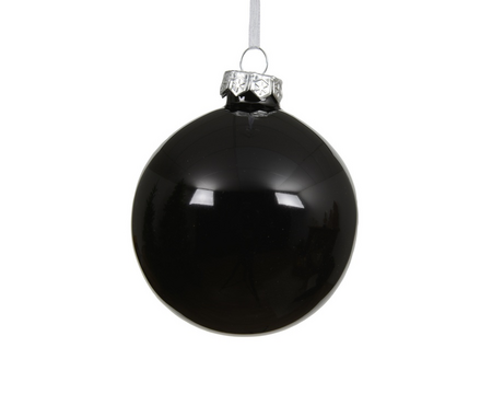 Kerstbal glas d6cm zwart