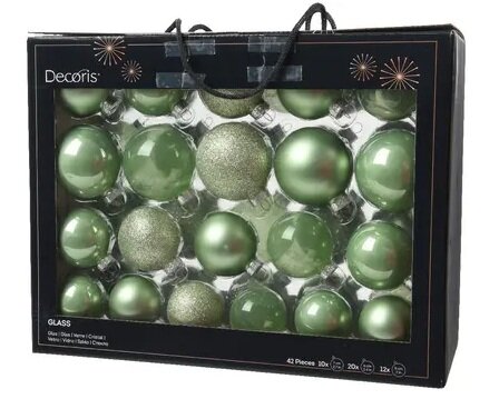 Kerstbal glas d7cm matcha grn 42st