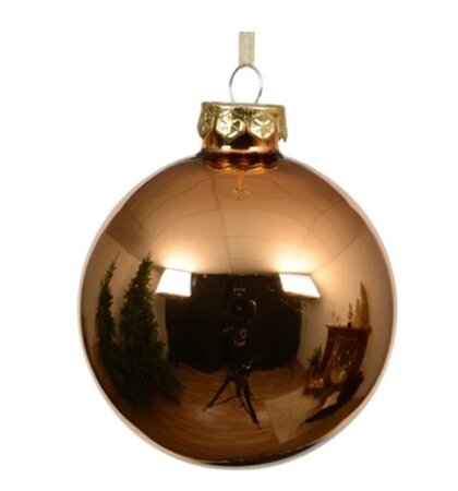Kerstbal glas d8cm brandy