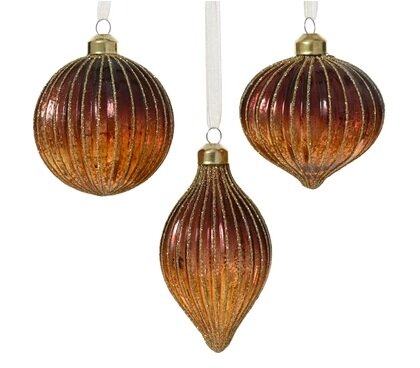 Kerstbal glas d8cm bruin per stuk