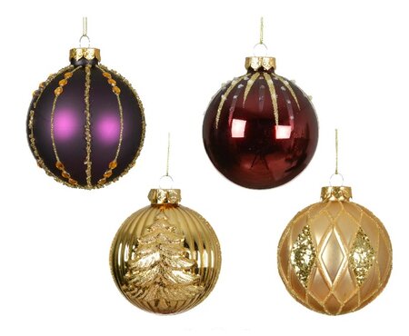 Kerstbal glas d8cm goud per stuk