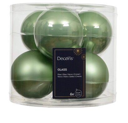 Kerstbal glas d8cm matcha green 6st