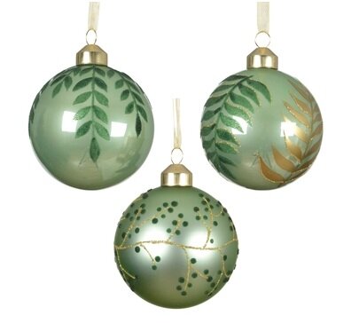 Kerstbal glas d8cm matcha green per stuk