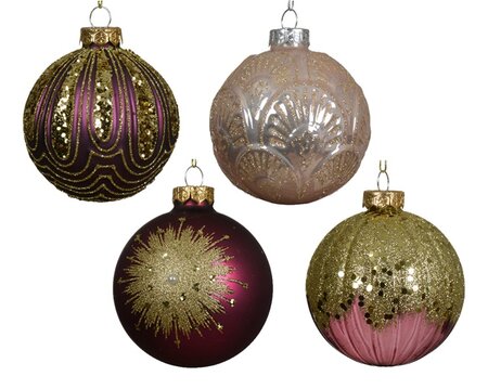 Kerstbal glas d8cm roze a4