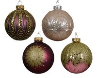 Kerstbal glas d8cm roze a4