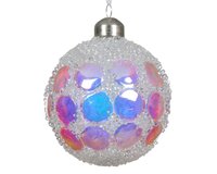 Kerstbal glas d8cm transparant/iris