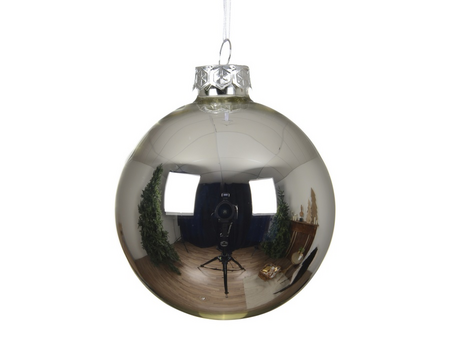 Kerstbal glas d8cm zilver