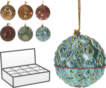 KERSTBAL MET KRALEN 70MM 6ASS