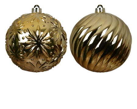 Kerstbal plc d15cm licht goud a2