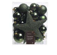 Kerstbal plc mix+piek 33st d.groen