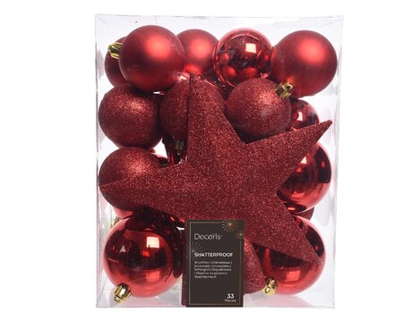 Kerstbal plc mix+piek 33st kerstrd - afbeelding 1