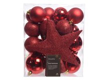 Kerstbal plc mix+piek 33st kerstrd